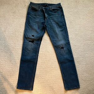 WHBM The Slim Mid Rise Jeans Distressed Stretch Size 10